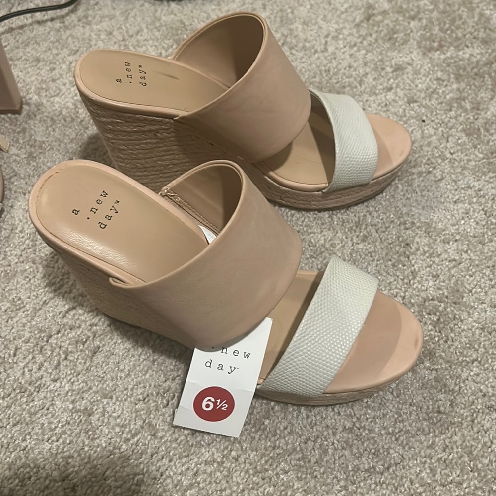 Beige and white wedges